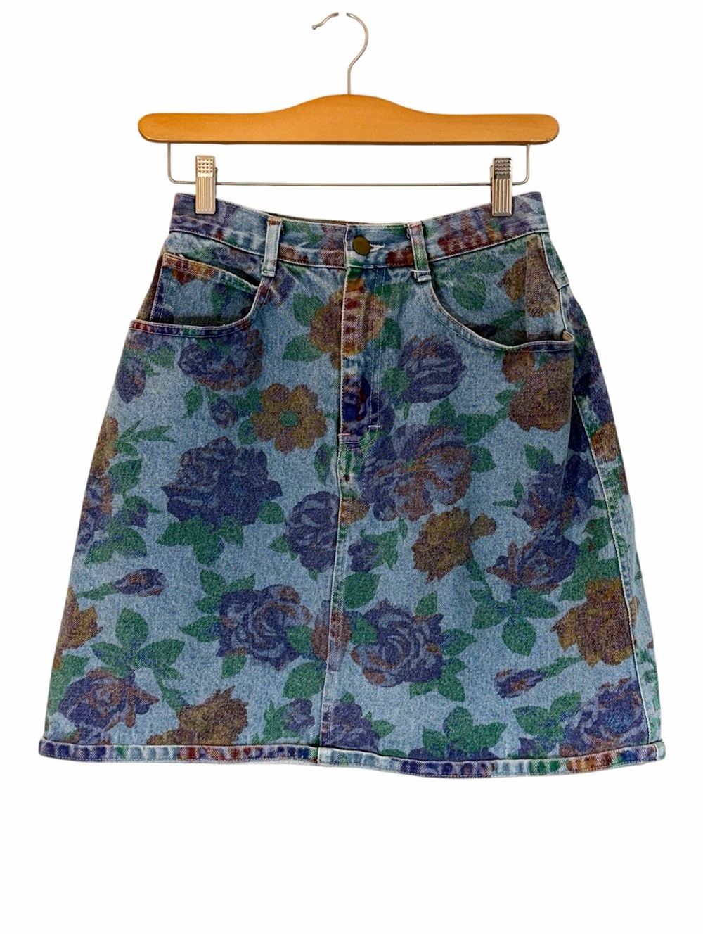 80's/90's Vintage Palmetto's Floral A line Jean Mini Skirt Size Juniors 9